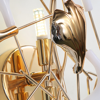 Olivia Modern LED Dekorativ Gingko Vägglampa Metall Keramik Vit/Guld Vardagsrum/Matsal/Sovrum