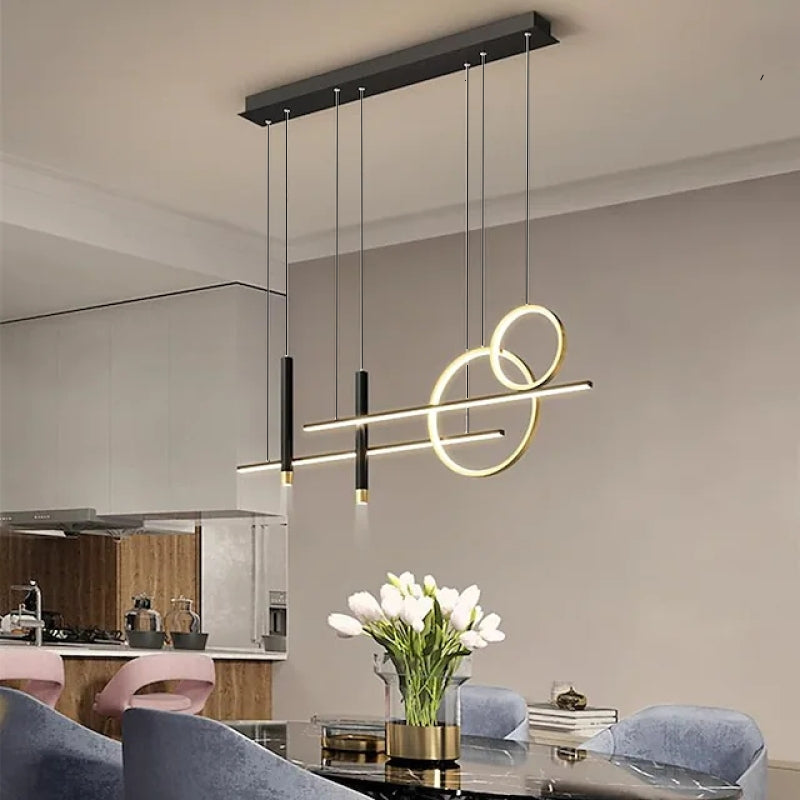 Arisha Moderni LED-riippuvalaisin, kaksoisympyrä, kultainen/musta