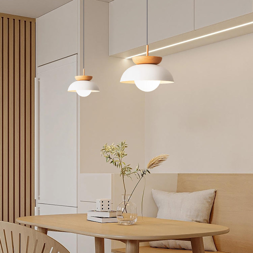 Muto nordisk pendellampa eller plafond i svart trä och metall för kök och balkong