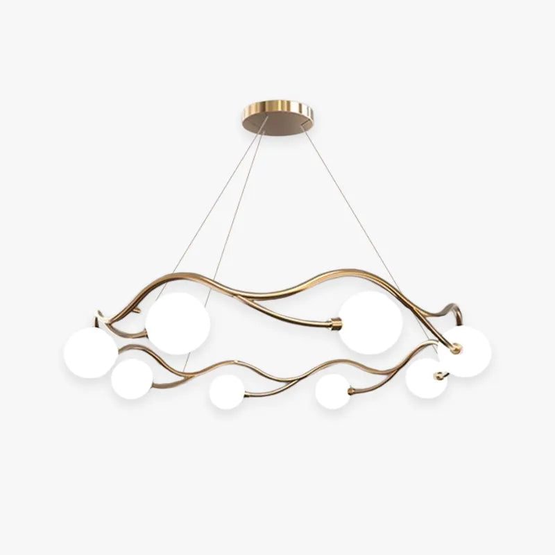 Valentina Modern Designe Wave Metal/Glass Pendant Light, White/Gold