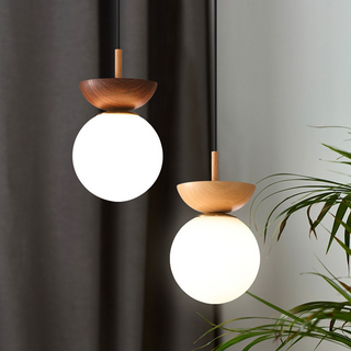 Valentina Nordisk Japansk Glob LED Plafond/Pendellampor Metall Glas Sovrum Ljusbrunt trä