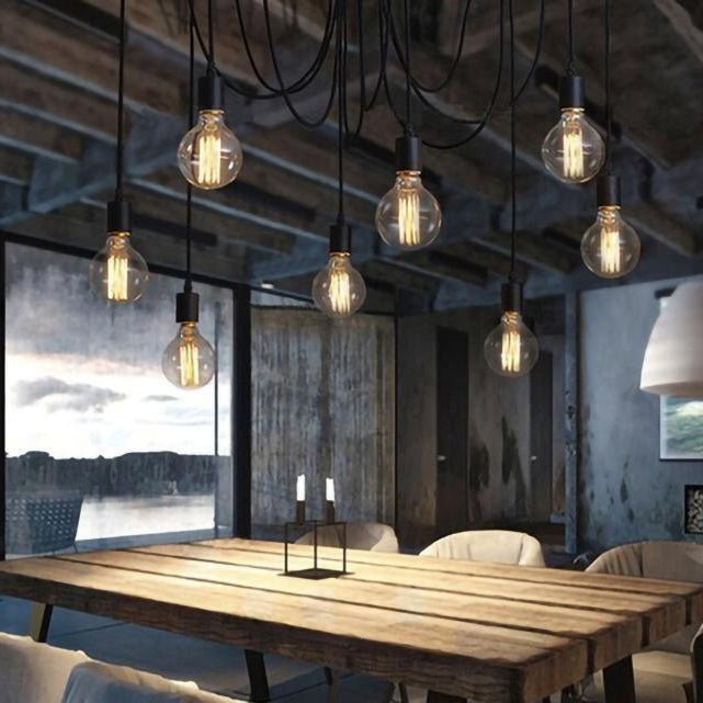 Silva retro lantlig LED-spindelkrona, svart/vit