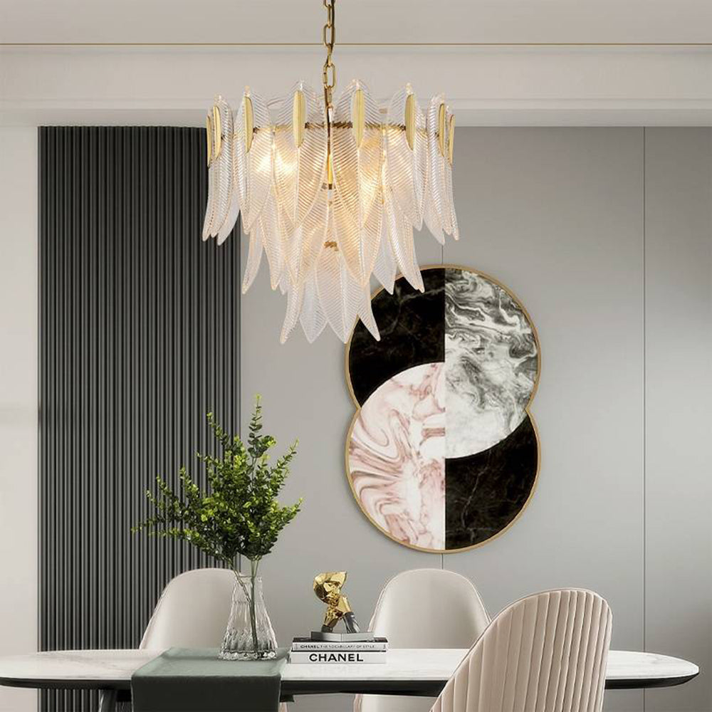 Kristy modern ljuskrona med gyllene fjädrar, 3 stilar