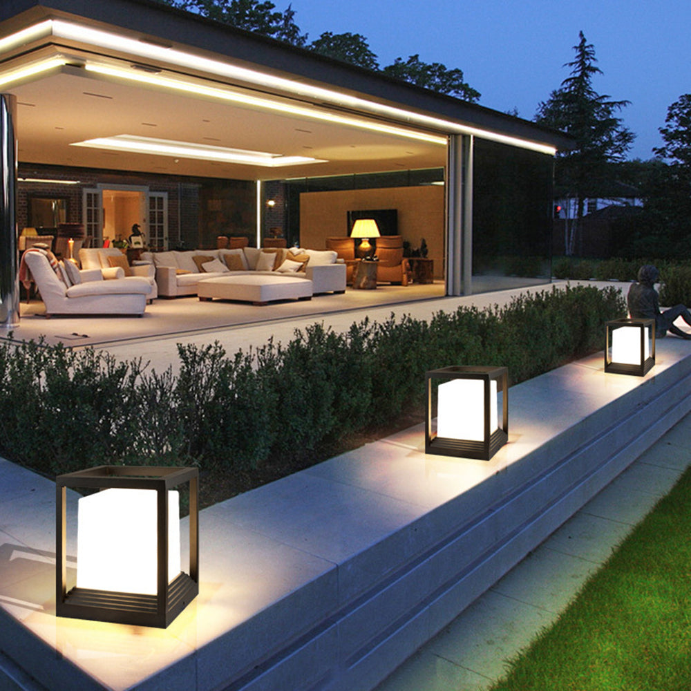 Ray Modern Rectangular Metal Outdoor Lamps, Black