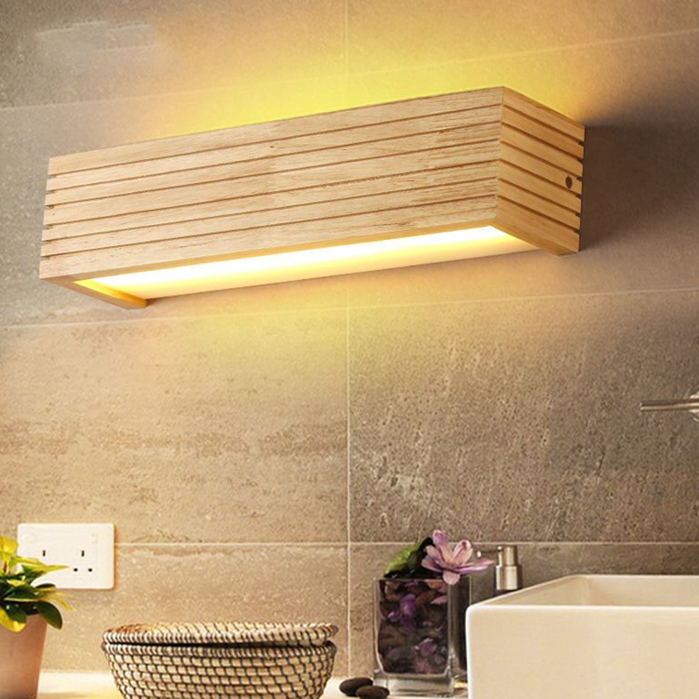 Muto modern LED-inomhusvägglampa i trä, sovrum