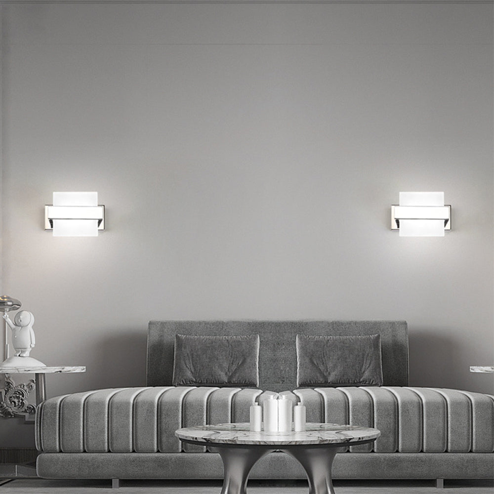 Arisha modern fyrkantig metall-/vägglampa, silver, badrum
