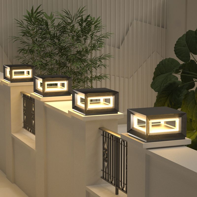 Ray nútímalegir LED-kubbar úr málmi fyrir utandyra, svartir
