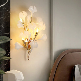 Olivia Modern LED Dekorativ Gingko Vägglampa Metall Keramik Vit/Guld Vardagsrum/Matsal/Sovrum