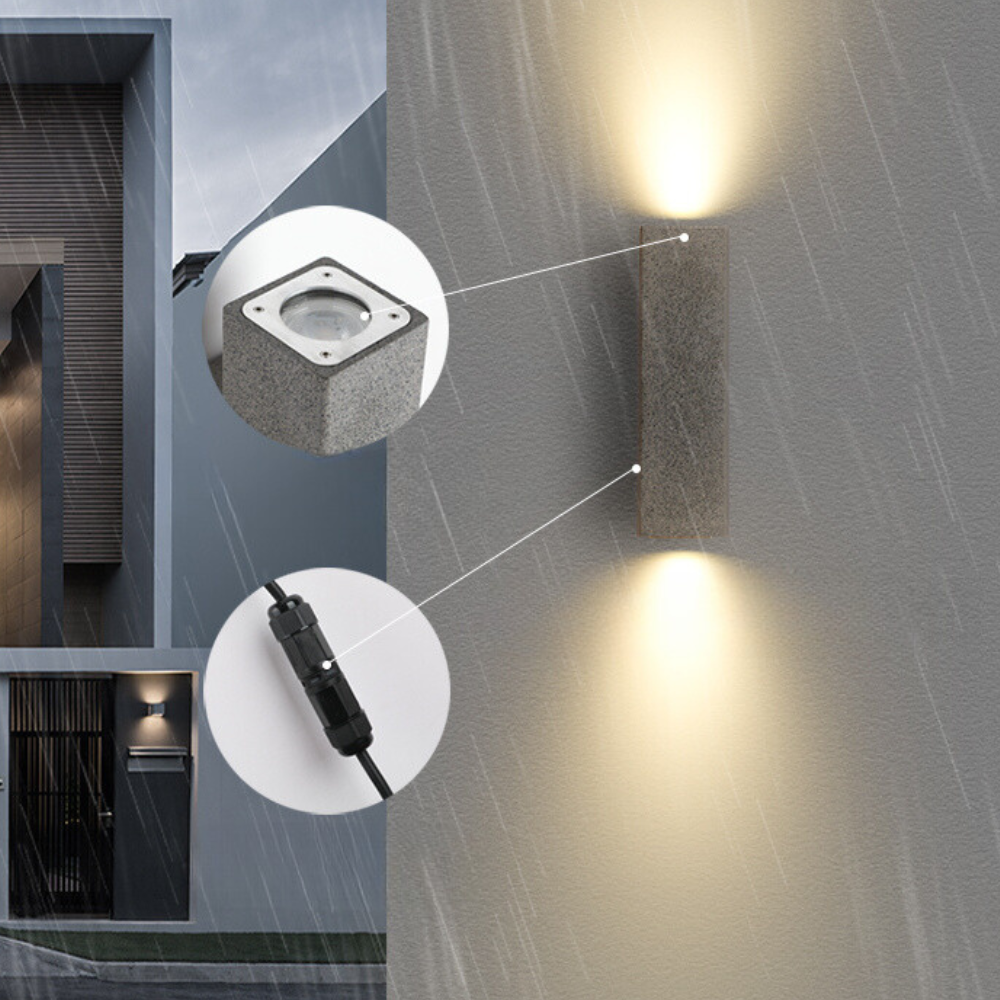 Ray minimalistisk fyrkantig utomhusvägglampa i cement, vit