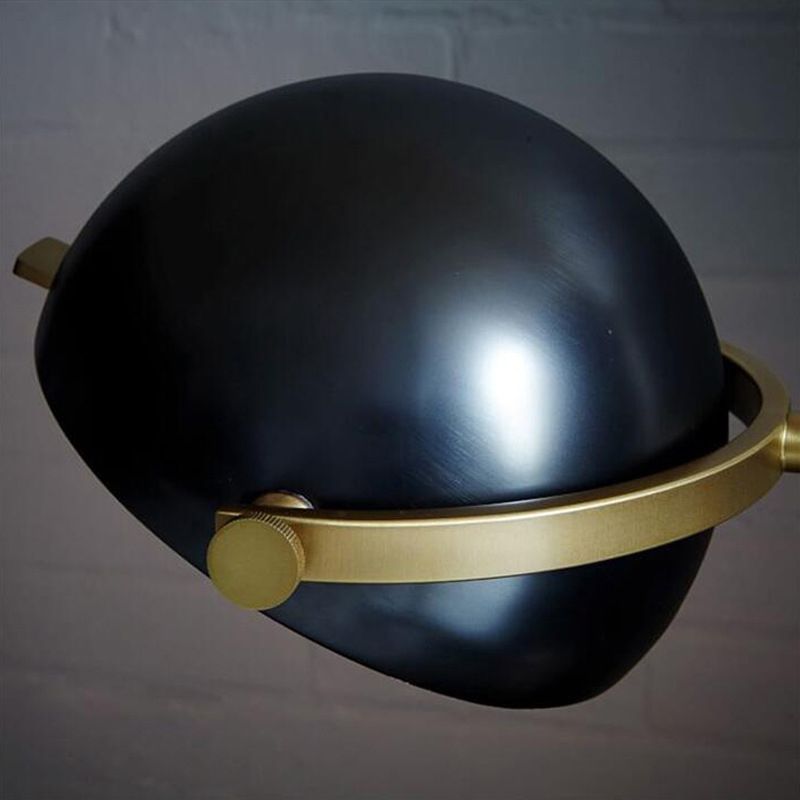 Eryn halvcirkelformet retro/minimalistisk gulvlampe, metal/marmor, sort, soveværelse
