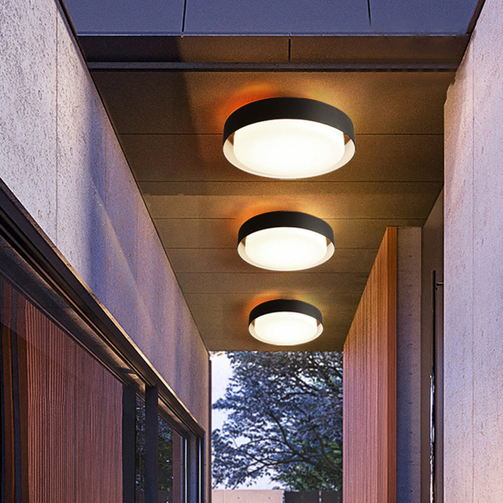 Ray Modern Round Flush Mount Ceiling Light, Metal/, White/Black