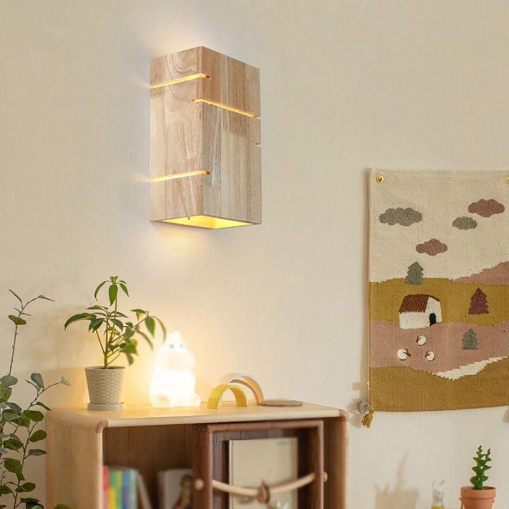 Muto Wall Lamp Rectangular Minimalist, Mounted Bedside, Wood, Bedroom