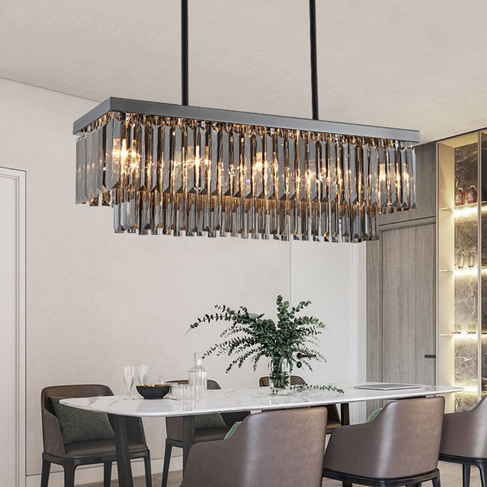 Kristy designad rektangulär pendellampa av metall, svart