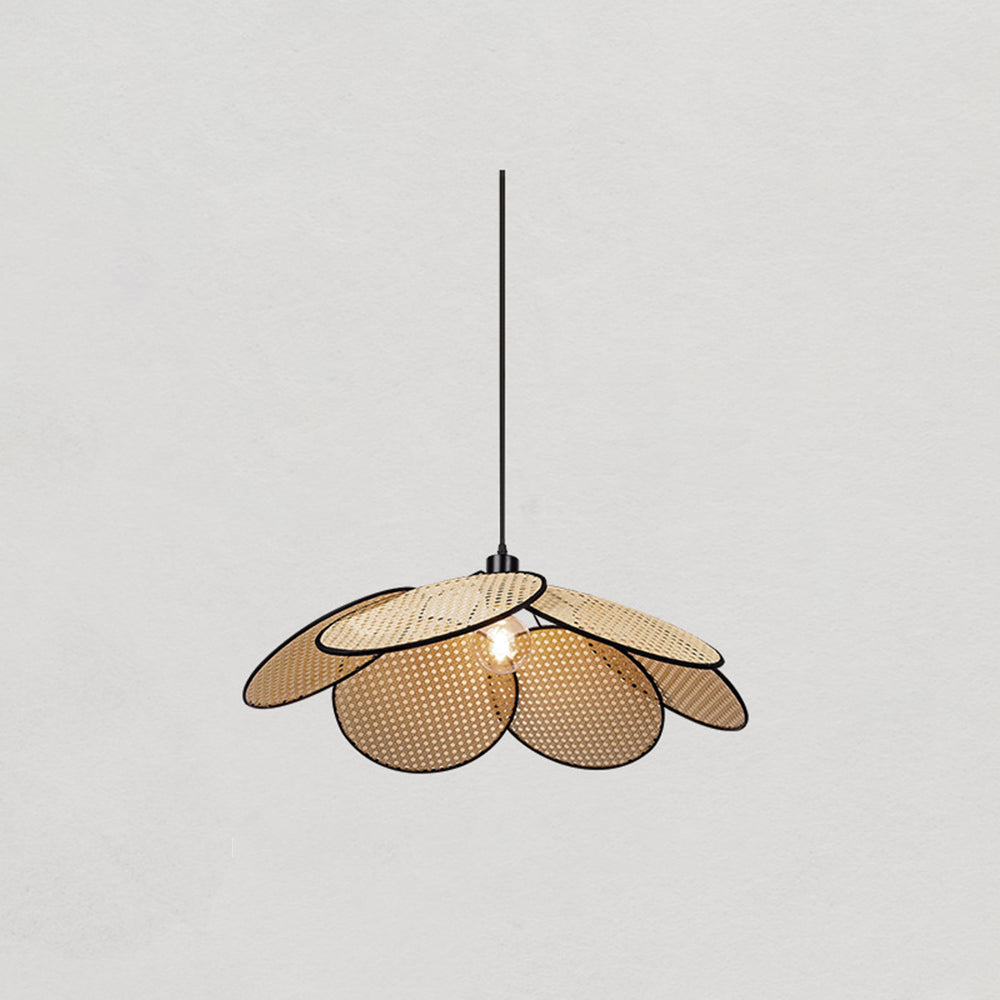 Ritta pendellampe i pileflet i wabi-sabi-stil, sort/hvid