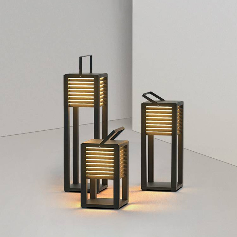 Ray Vintage Cuboid Metal Outdoor Floor Lamp, Black