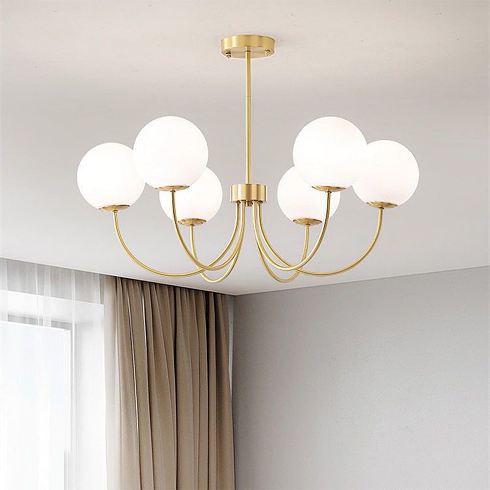 Valentina moderne kugleformet lysekrone med bobler, metal/glas, guld