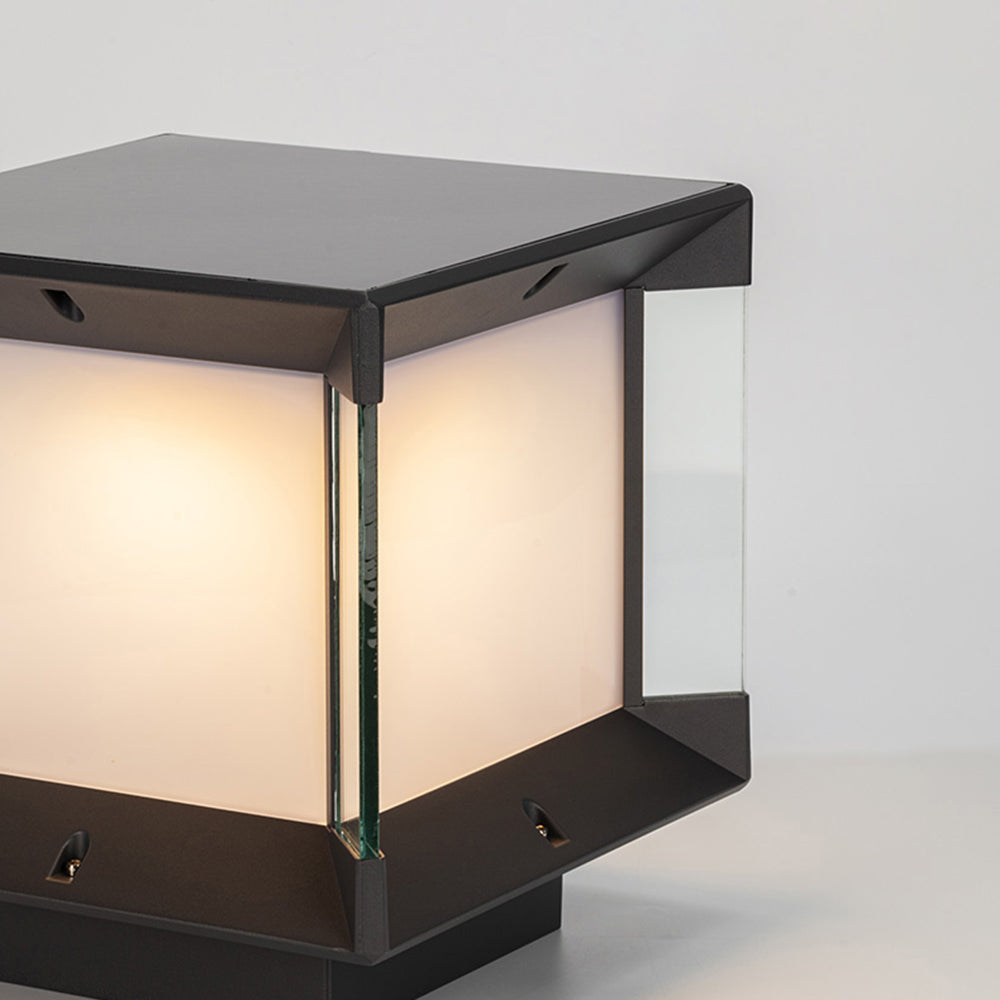 Ray moderne rektangulær udendørs lampe i metal og glas, sort/sort-guld