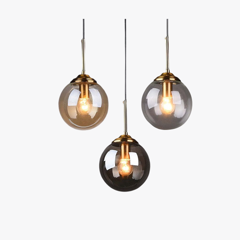 Valentina designad bubbelpendellampa i glas, rökfärgad/klar/bärnstensfärgad