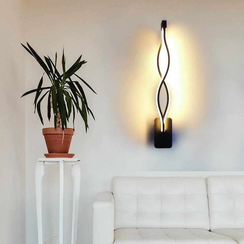 Arisha modern enkel vågformad vägglampa, svart och vit
