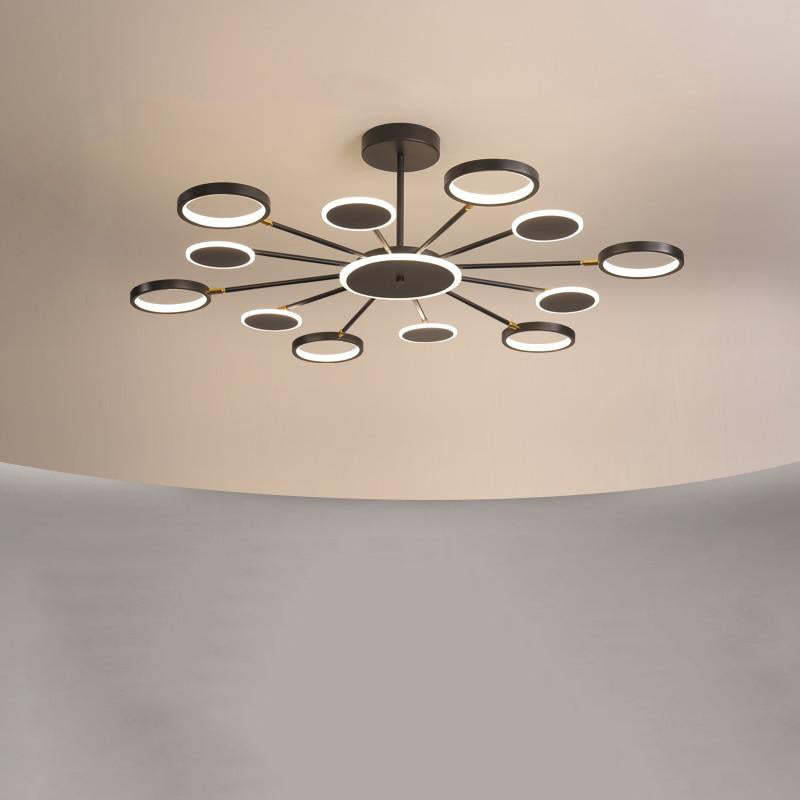 Arisha moderni LED-kattokruunu, geometrinen, musta, himmennettävä
