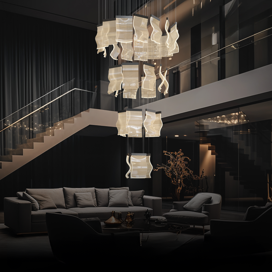 Kristy industriell takkrona med vågformad design /Metall Guld Sovrum/Vardagsrum