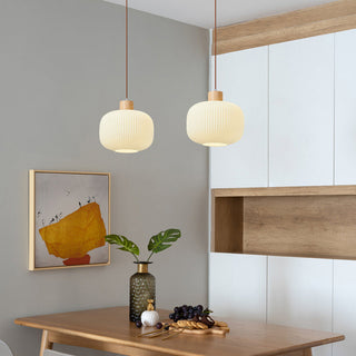 Ozawa Modern Vit Pendellampa Glas LED Trä Vardagsrum/Matsal