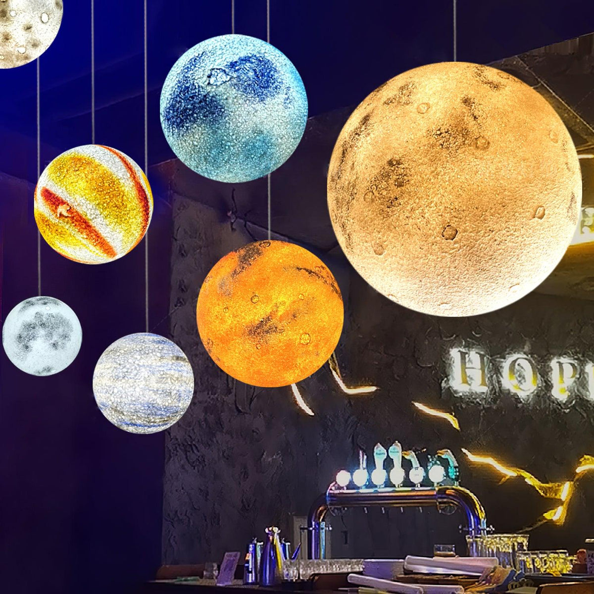 CosmoSphere planetarisk pendellampe