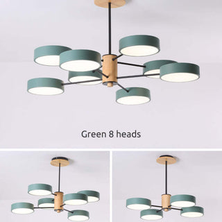 Sienna Design Rund LED Pendellampa Vit/Grön/Grå Metall/Trä/Akryl Sovrum/Vardagsrum