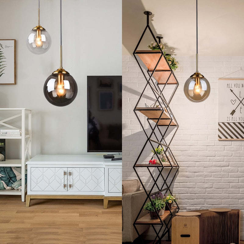 Valentina designad bubbelpendellampa i glas, rökfärgad/klar/bärnstensfärgad
