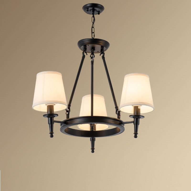 Silva vintage Ring Metal/Fabric Chandelier, Black/Copper