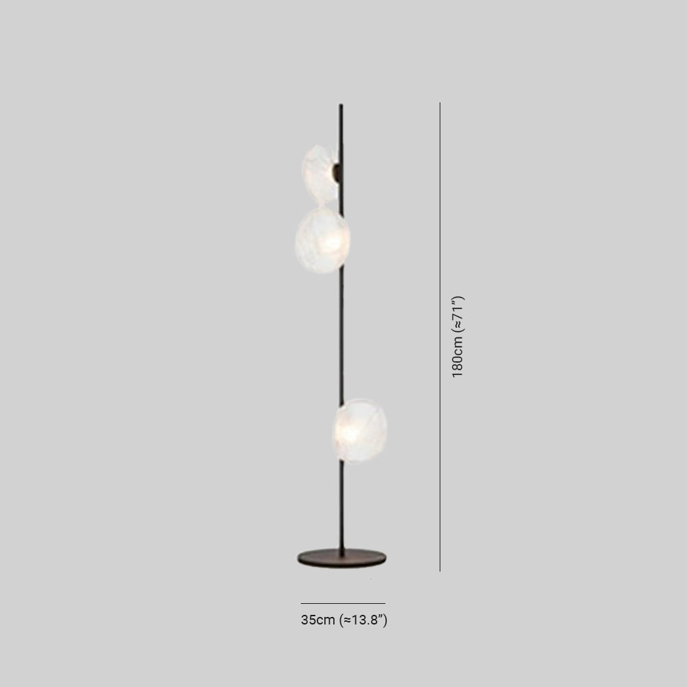 Byers exklusiv golvlampa med blomform i metall/glas, svart/guld/grå