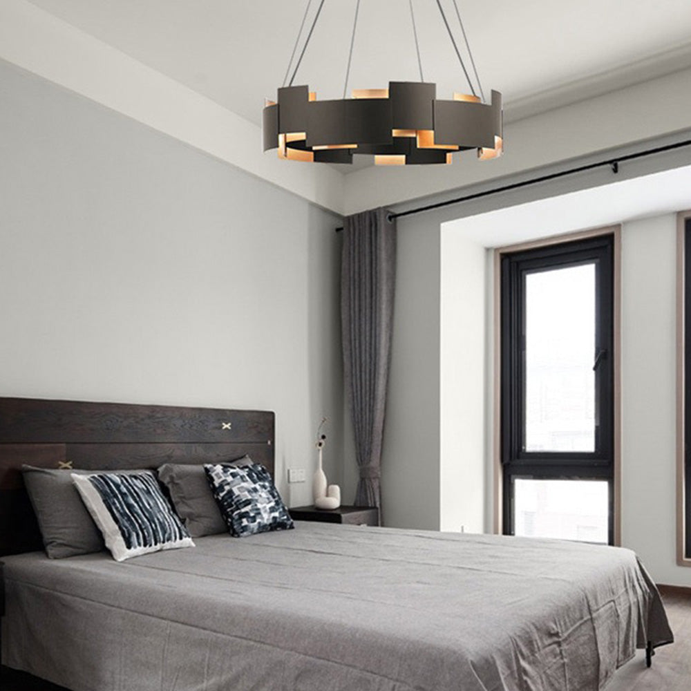Arisha modern ringformad pendellampa i metall, svart