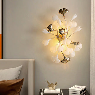 Olivia Modern LED Dekorativ Gingko Vägglampa Metall Keramik Vit/Guld Vardagsrum/Matsal/Sovrum