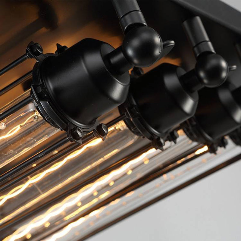 Austin vintage rørformet loftslampe i metal til direkte montering, sort, stue