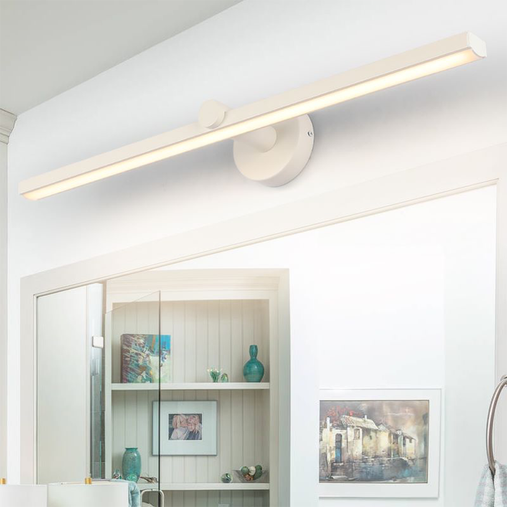 Arisha Minimalist Linear Mirror Front Wall Lamp, White
