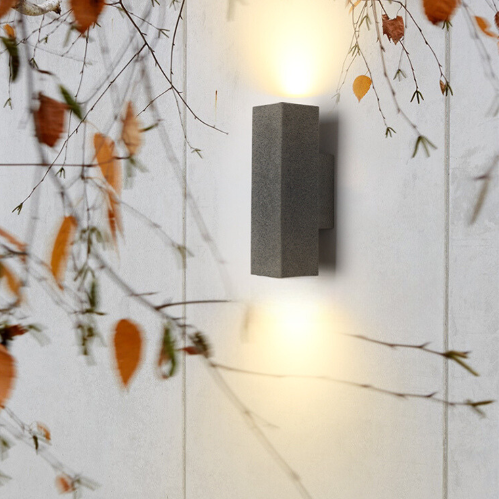 Ray minimalistisk fyrkantig utomhusvägglampa i cement, vit