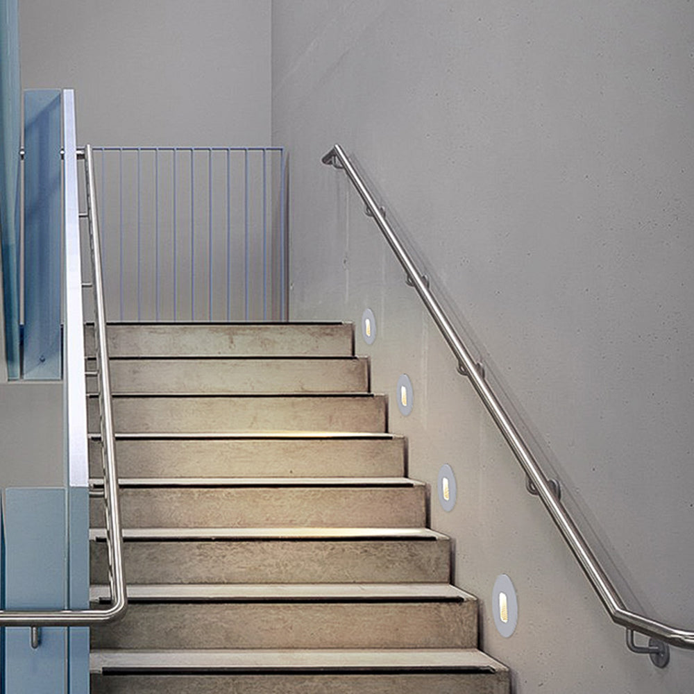 Ray moderne firkantet/rund udendørs terrasse-/trappelampe i metal, sort