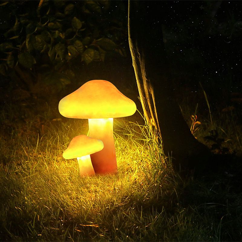Ray svampeformet udendørs jordlampe, fast tilslutning/solenergi, orange