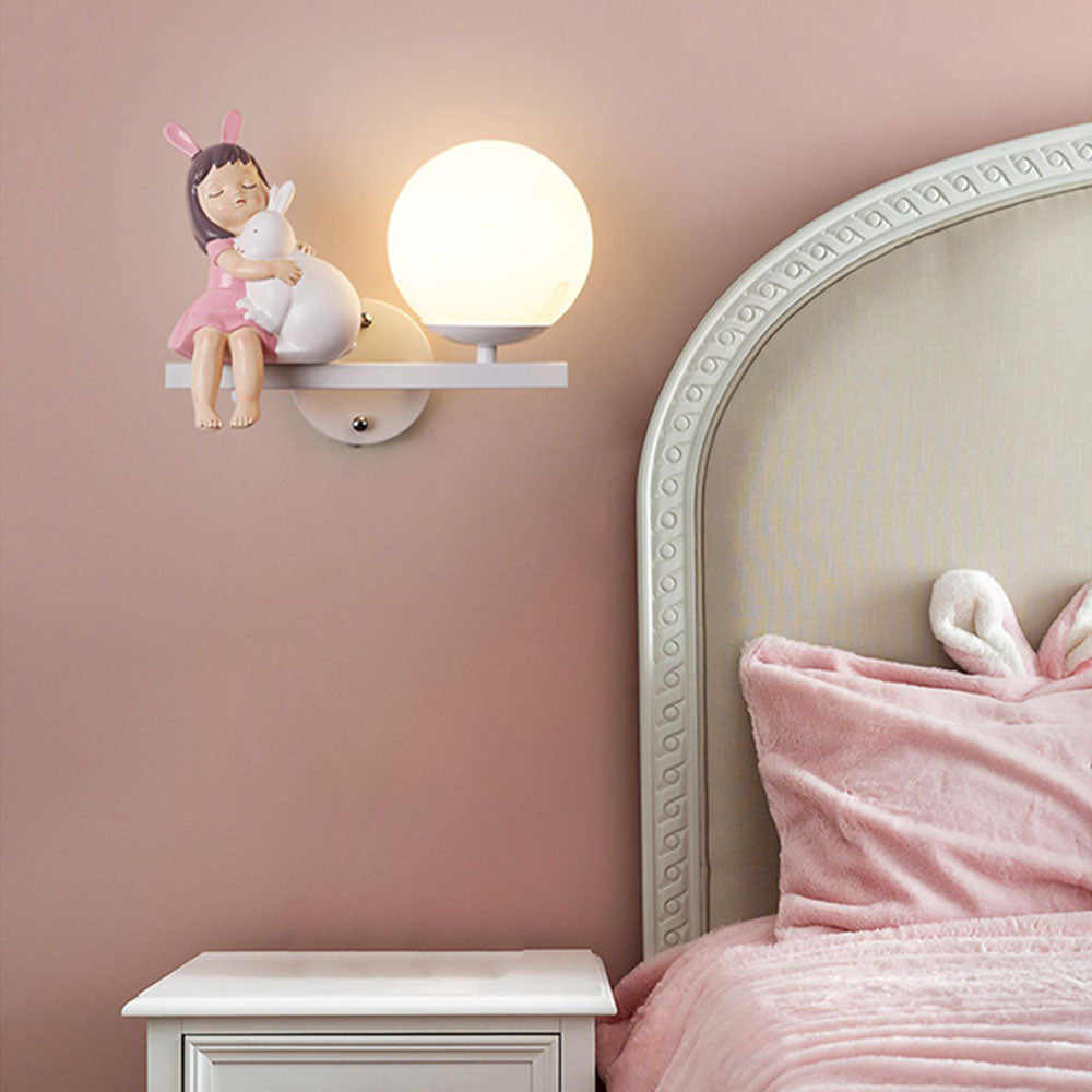 Aria moderne væglampe i metal/glas, hvid og pink