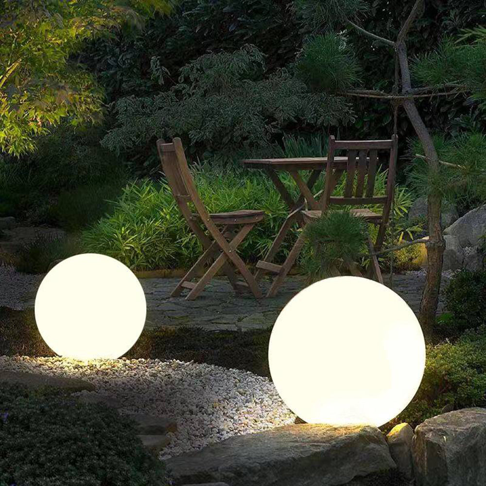 Ray minimalistisk klotformad LED-utomhusbelysning, harts, vit