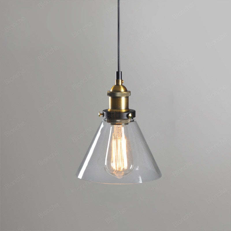 Teni Industrial Glass Pendant Light Clear/Amber/Smoke Grey