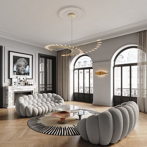Arisha modern roterande ljuskrona i fyrverkeriform, svart/guld, vardagsrum/konstgalleri