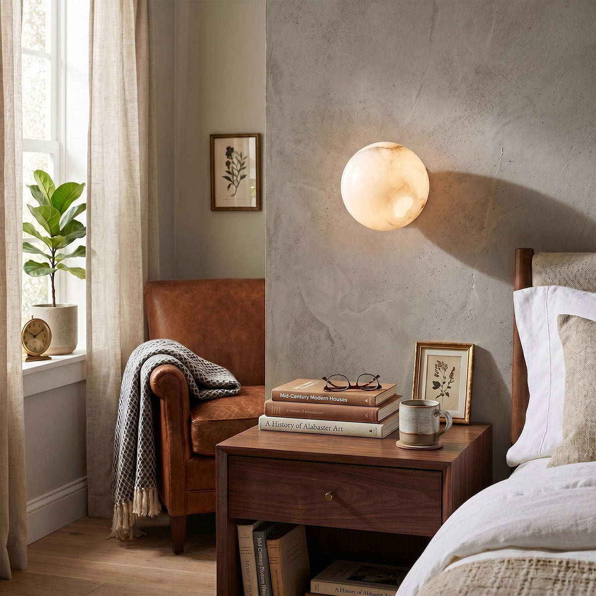 Navo mini-klotformad vägglampa i alabaster