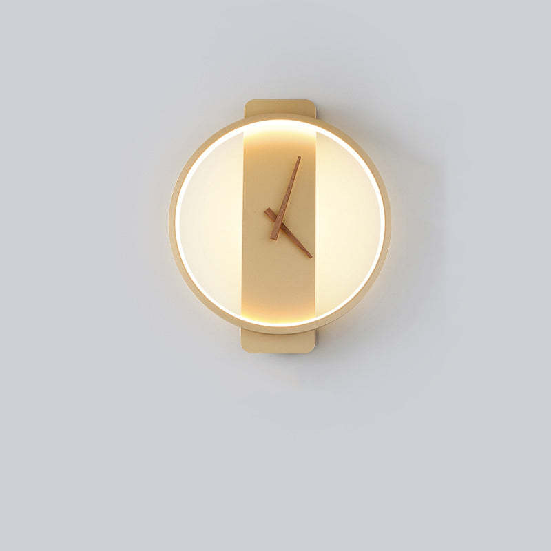 Valentina Arisha Square Clock Metal & Wall Lamp, Gold