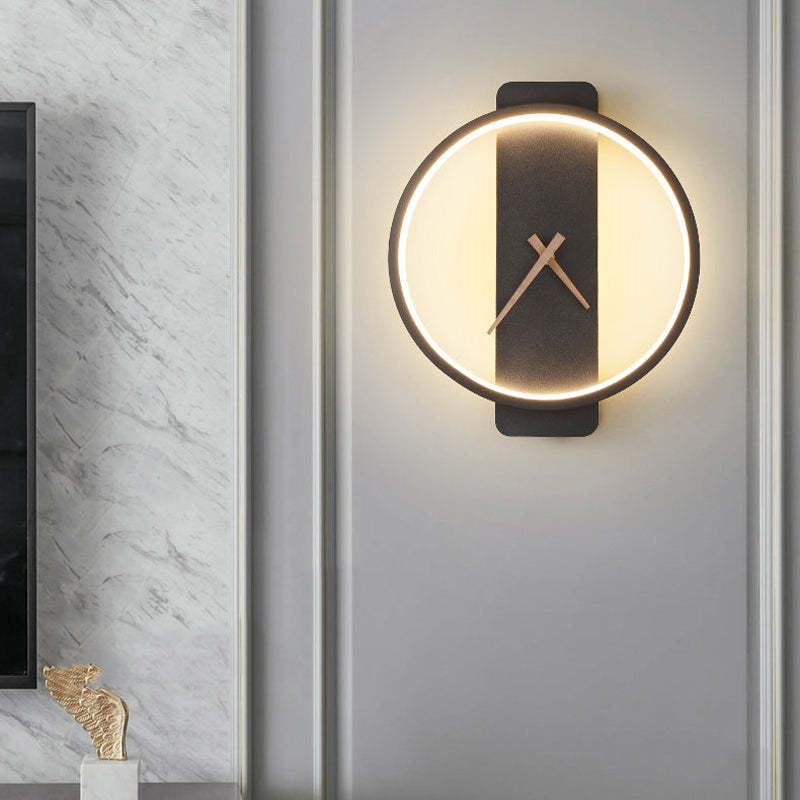 Valentina Arisha Square Clock Metal & Wall Lamp, Gold