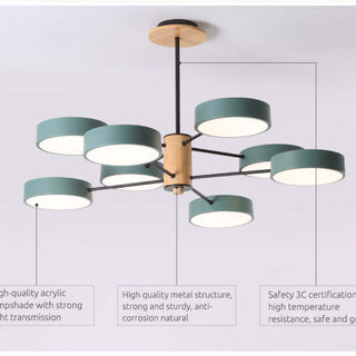 Sienna Design Rund LED Pendellampa Vit/Grön/Grå Metall/Trä/Akryl Sovrum/Vardagsrum