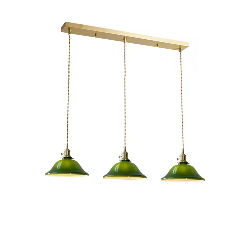 Valentina rustik vintage LED-pendellampa i grön koppar och glas för matsal