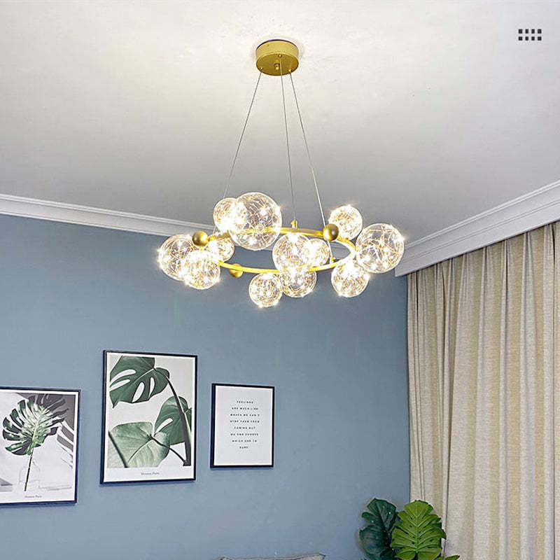 Valentina – art déco-hengiljós með lýsandi kúlum úr gleri