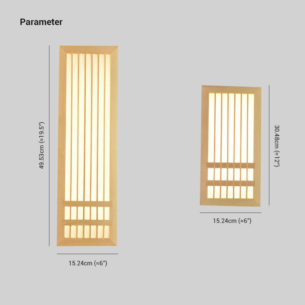 Muto suorakulmainen rustiikkinen seinävalaisin, puu, puunvärinen, makuuhuoneeseen