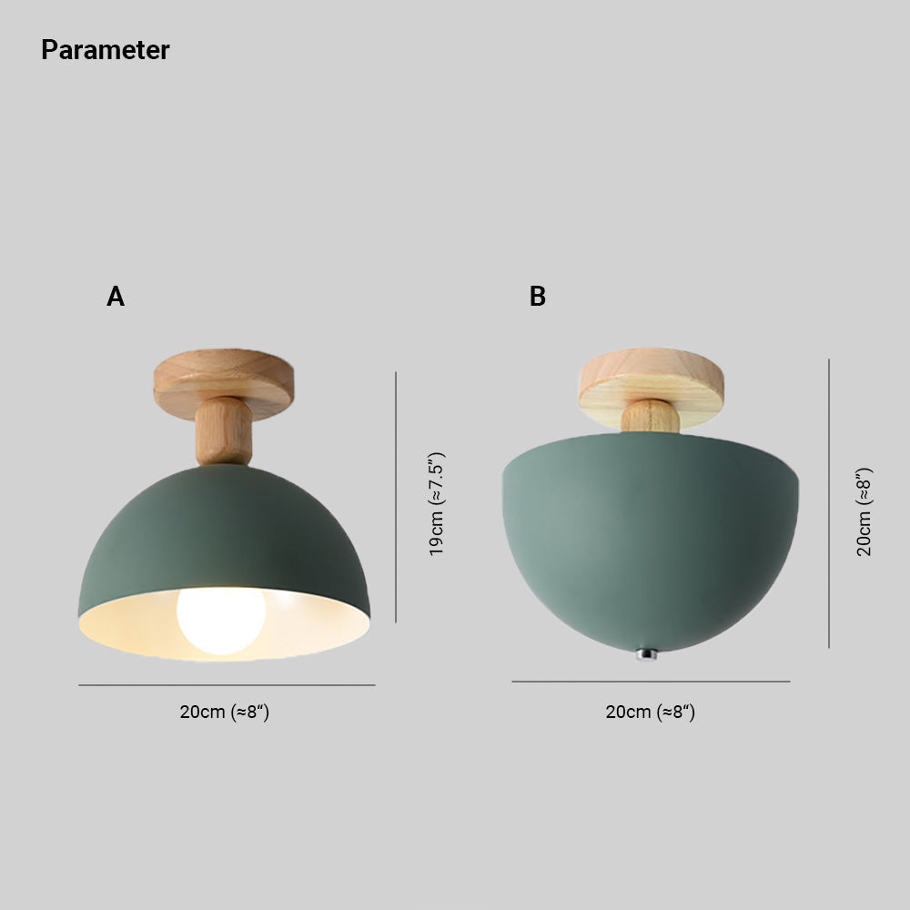 Muto Modern LED Wood Dome Ceiling Light